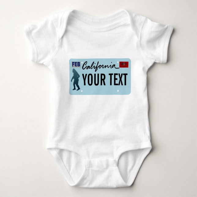California Sasquatch License Plate Baby Bodysuit (Front)