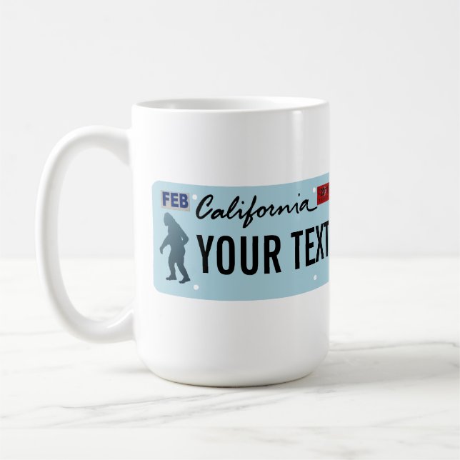 California Sasquatch License Plate Coffee Mug (Left)