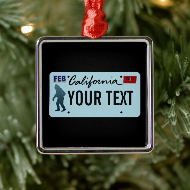 California Sasquatch License Plate Metal Ornament (Tree)