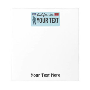 California Sasquatch License Plate Notepad