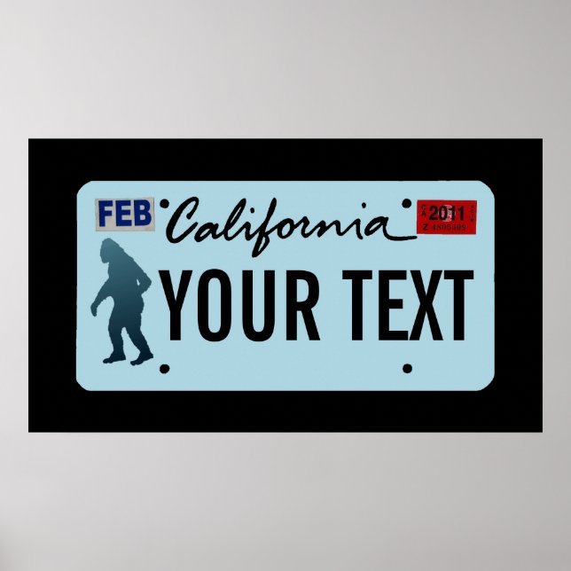California Sasquatch License Plate Poster (Front)