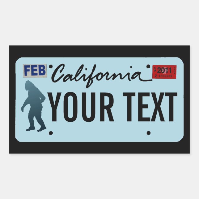 California Sasquatch License Plate Rectangular Sticker (Front)
