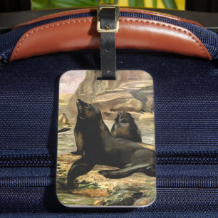 California Sea Lions by CE Swan, Vintage Animals Luggage Tag