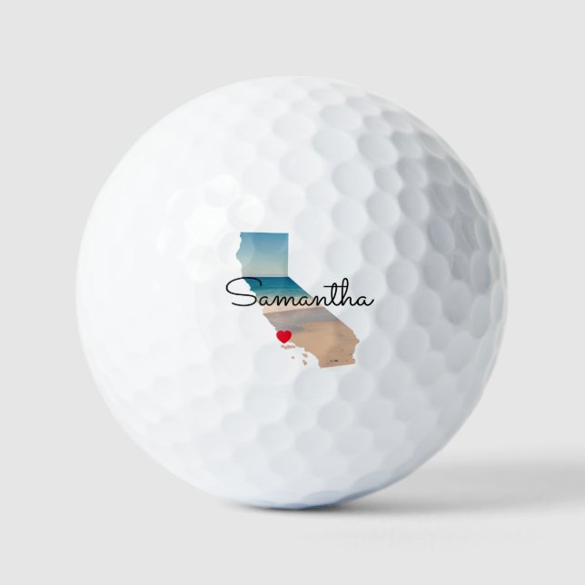 California Shape Heart Photo  Golf Balls (Front)