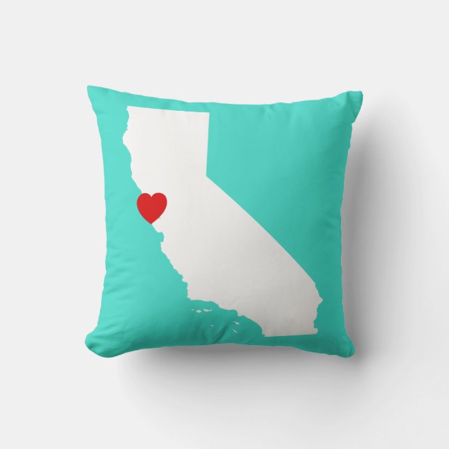 California Shape with Red Heart Cushion (Front)