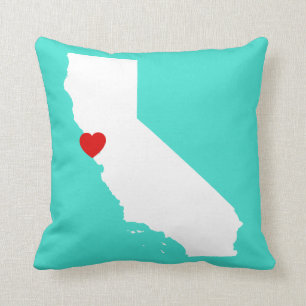 California Shape with Red Heart Cushion