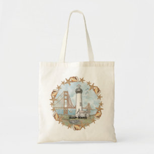 California Shells Lighthouse  Tote Bag