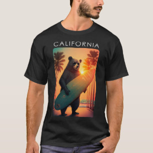 California Shirt Cool Republic Bear Surfing Beach 