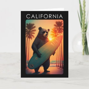 California Shirt Cool Republic Bear Surfing Beach Card