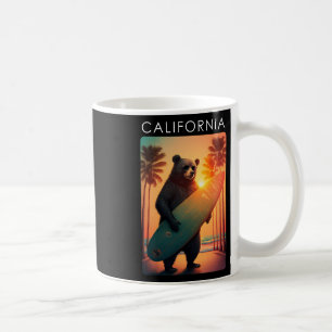 California Shirt Cool Republic Bear Surfing Beach Coffee Mug
