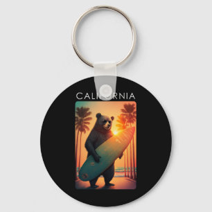 California Shirt Cool Republic Bear Surfing Beach Key Ring