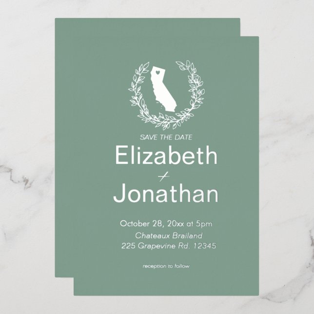 California Silhouette Simple Destination Wedding (Front/Back)
