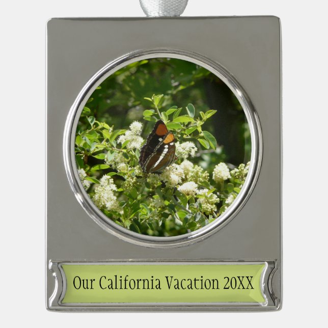 California Sister Butterfly in Yosemite Silver Plated Banner Ornament (Front)