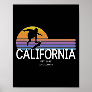 California Skate Company Retro Skater Sunset Poster