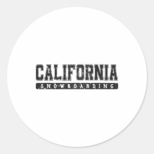 California Snowboarding Black Vintage Text Classic Round Sticker