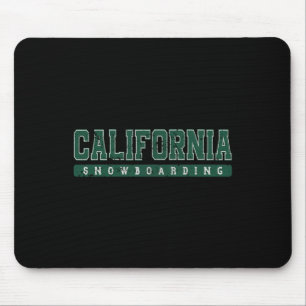 California Snowboarding Green Vintage Text Mouse Pad