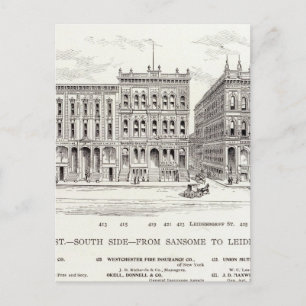 California South side Sansome and Leidesdorff Postcard