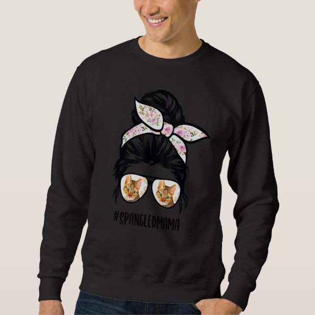 California Spangled Mum Messy Bun Hair Glasses Spa Sweatshirt (Front)