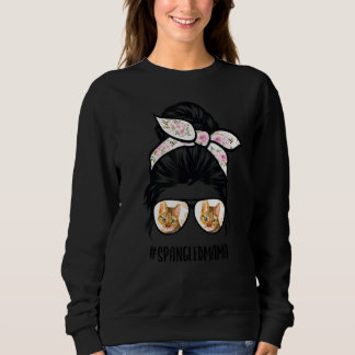 California Spangled Mum Messy Bun Hair Glasses Spa Sweatshirt