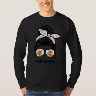 California Spangled Mum Messy Bun Hair Glasses Spa T-Shirt