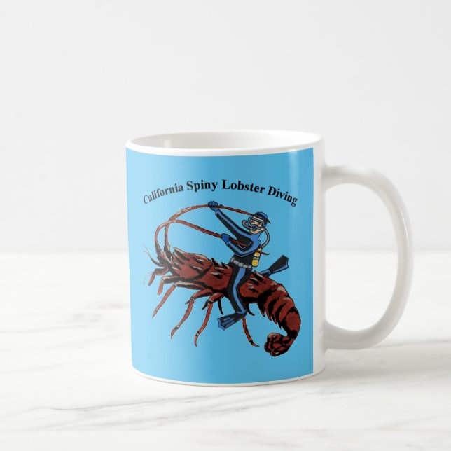 California Spiny Lobster Diving SCUBA Diver URM Coffee Mug (Right)