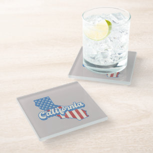 California Stars & Stripes Silhouette  Glass Coaster