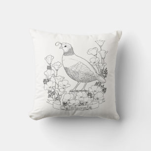 California State Bird and Flower Colouring Page Cushion