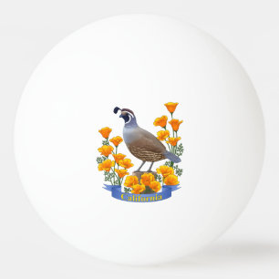 California State Bird Quail & Golden Poppy Ping Pong Ball