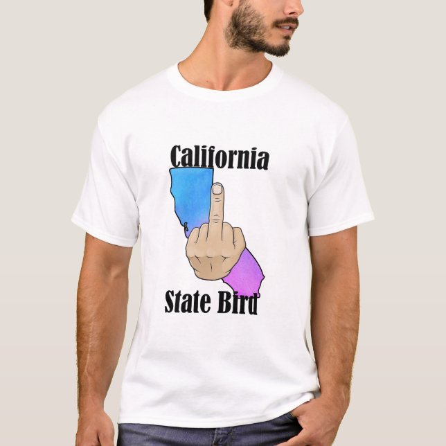 California state bird t-shirt middle finger colour (Front)