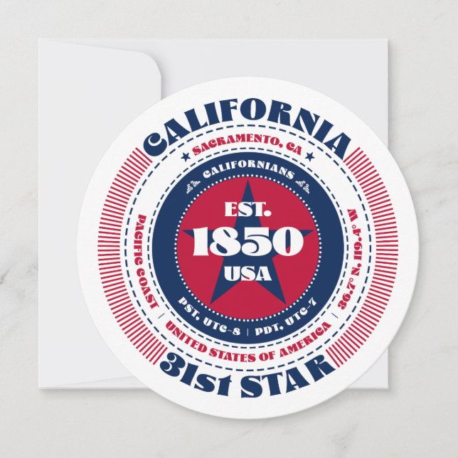 California State Circular Typography Flat Card (Front)