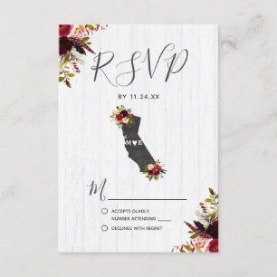 California State Destination Rustic Wedding RSVP Card