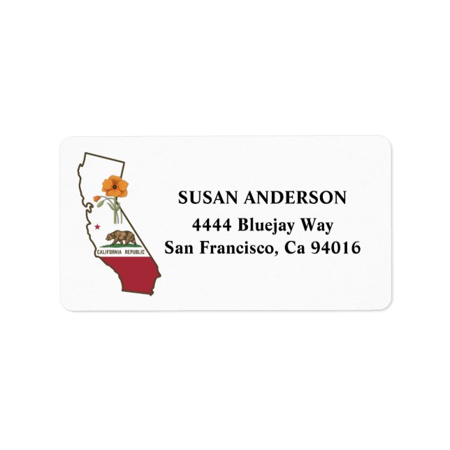 California State Flag and Flower, California Poppy Label (Front)