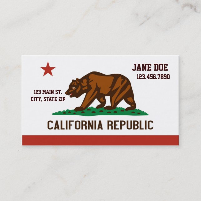 California State Flag Business Cards (Front)