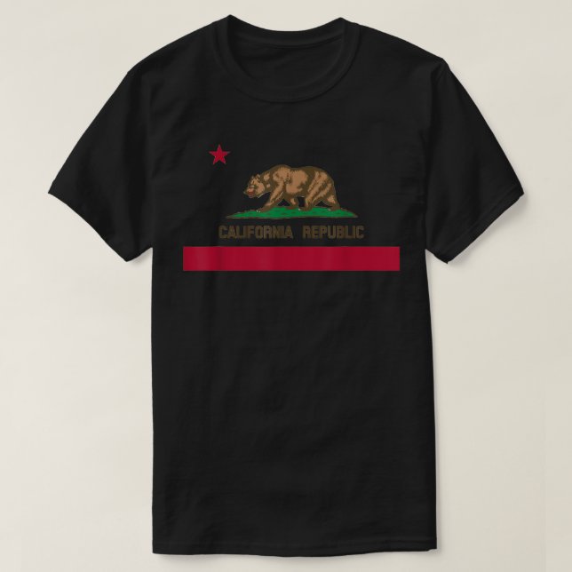 California State Flag - CA Bear Republic  T-Shirt (Design Front)