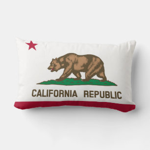 California State Flag Print Patriotic Lumbar Cushion