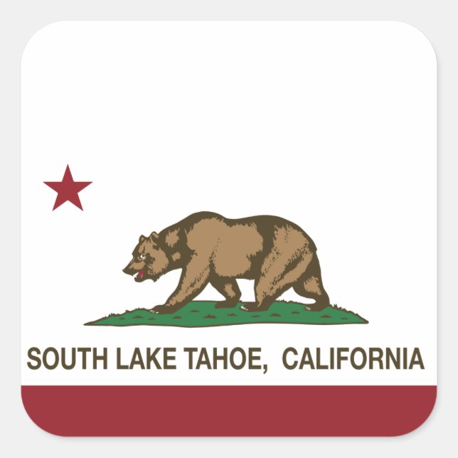 California State Flag South Lake Tahoe Square Sticker (Front)