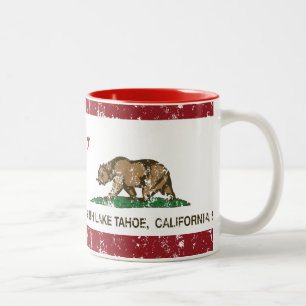 California State Flag South Lake Tahoe Two-Tone Coffee Mug