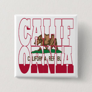 California state flag text 15 cm square badge