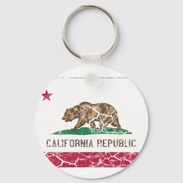 California State Flag Vintage Key Ring (Front)