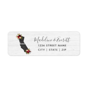 California State Floral Wedding Return Address Label