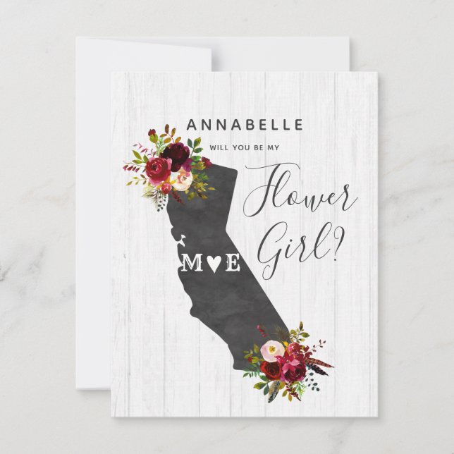California State Floral Will You Be My Flower Girl Invitation (Front)
