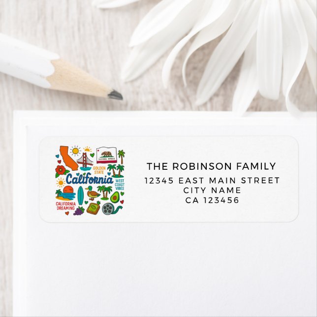 California State Icons Personalised Return Address Label (Insitu)