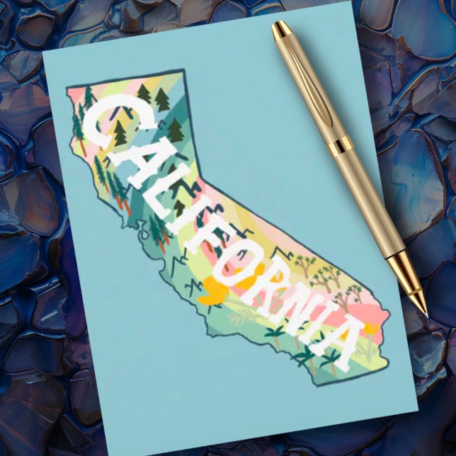 California State Illustrated Map Postcard (California illustrated map postcard)