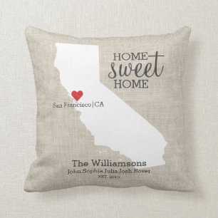 California State Love Home Sweet Home Custom Map Cushion
