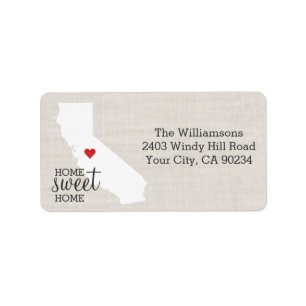 California State Love Map Home Sweet Home Custom Label