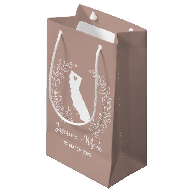 California state map  destination wedding favours  small gift bag (Front Angled)