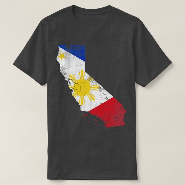 California State Map Filipino American Flag Philip T-Shirt (Design Front)