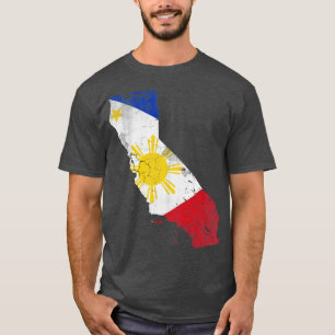California State Map Filipino American Flag Philip T-Shirt