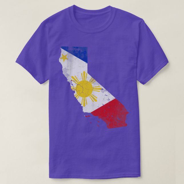 California State Map Filipino American Flag Philip T-Shirt (Design Front)