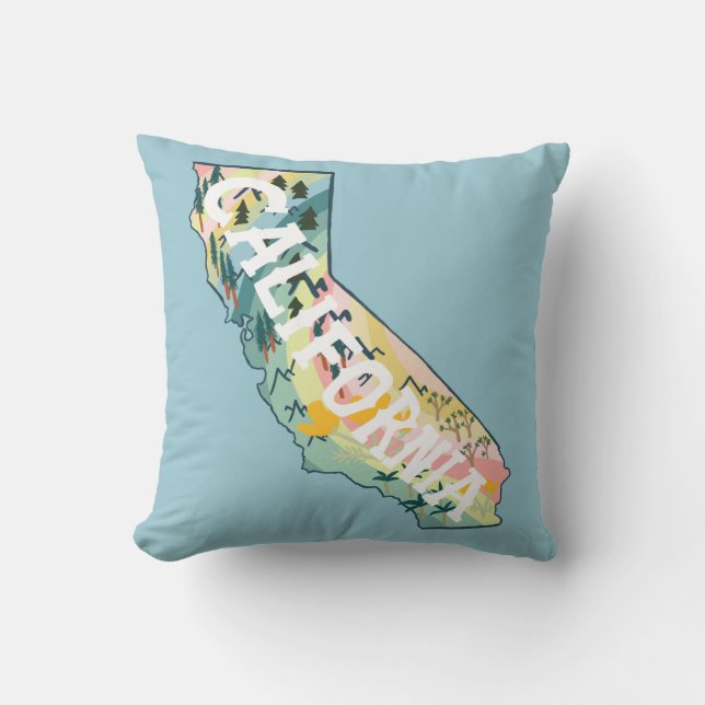 California State Map Illustration Cushion (Front)